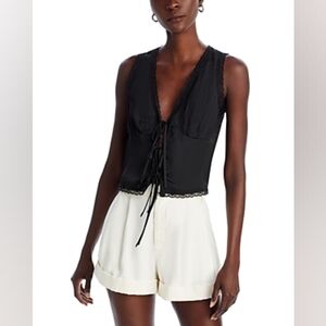 Aqua Sleeveless Lace Up Top  size Large